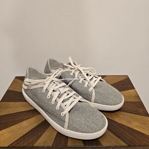 Olukai Pehuea Li US 8 Womens Lace up Canvas Sneakers Shoes Gray Mesh Comfort NEW